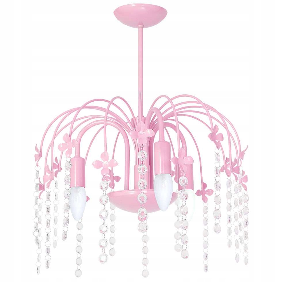Lampa do pokoju dziecięcego LAURA różowa kryształ