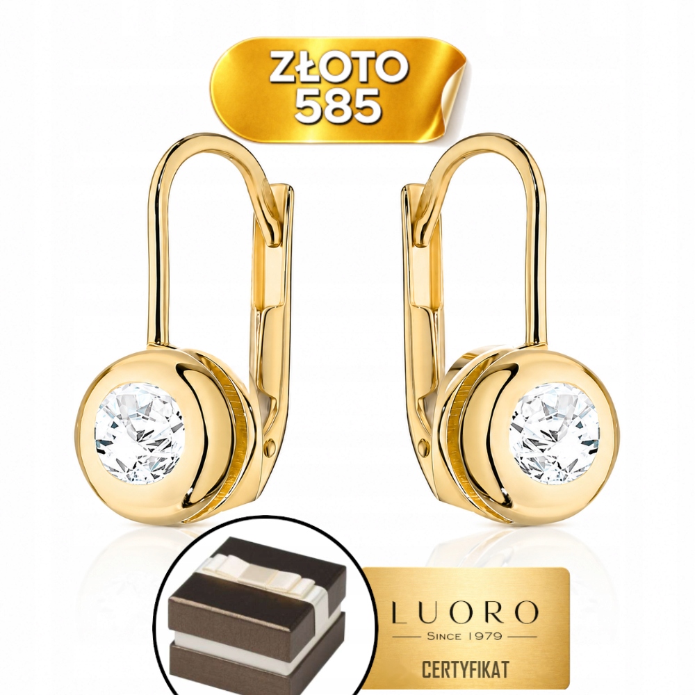 Náušnice Zlaté 585 14K Se Zirkonem Kuličky Tyčinka 11 MM Elegantní Dárek