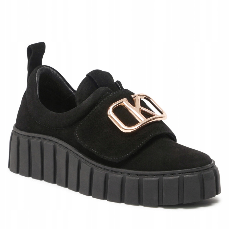 Czarne sneakers półbuty skórzane damskie Karino 37