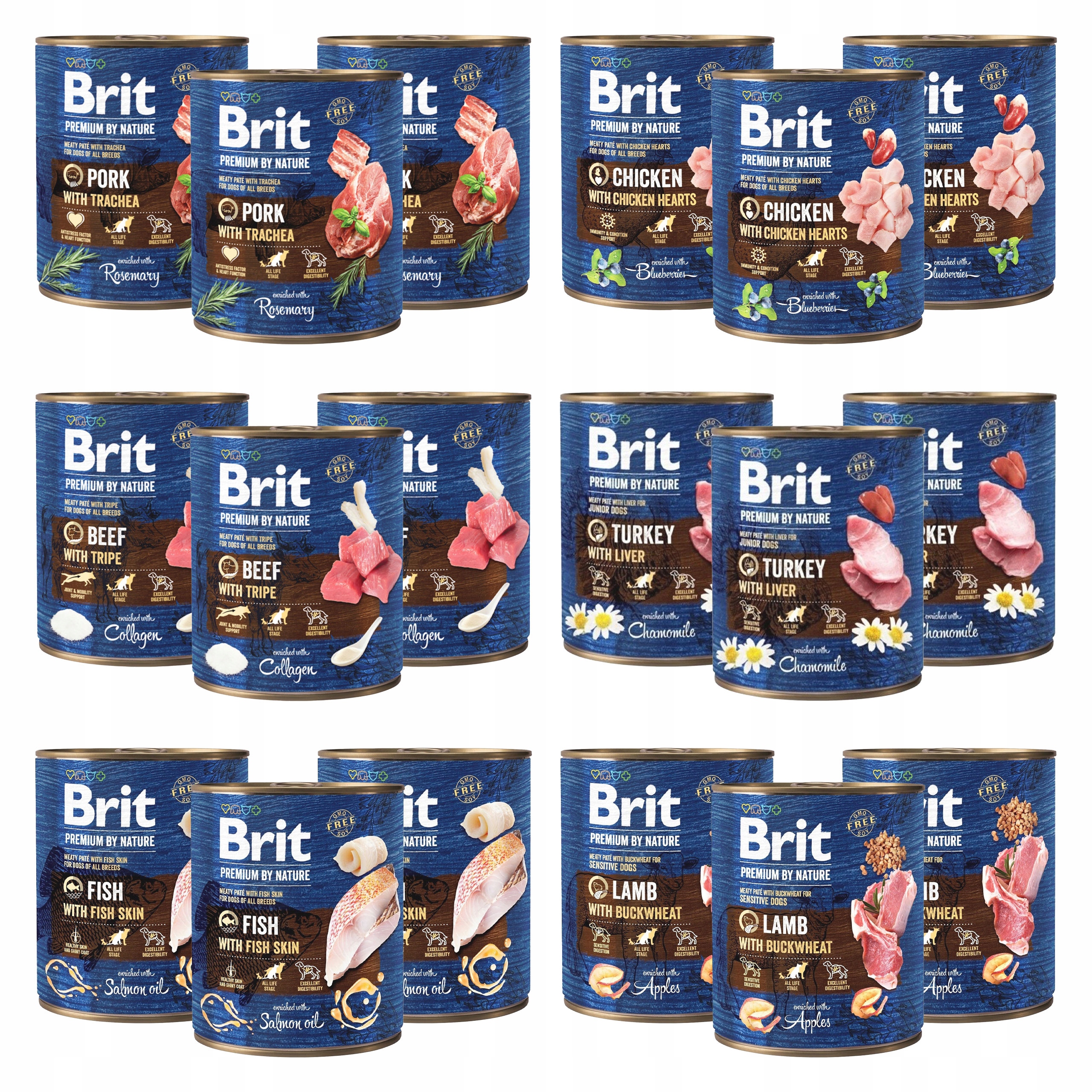 Levně Brit By Nature Krmivo mokré pro psa mix chutí Bezobilné Adult 18 x 800 g