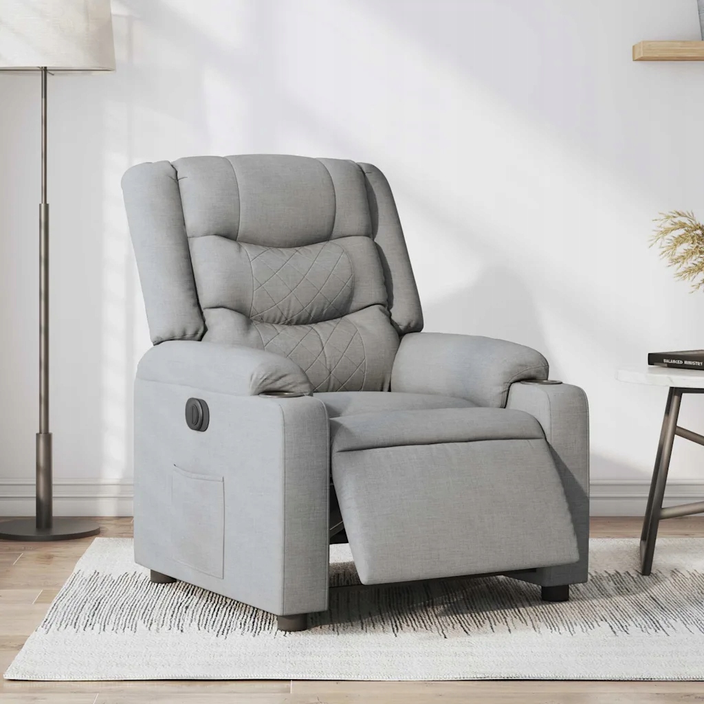Elektrické polohovací křeslo světle šedé textil Šedá 3206567