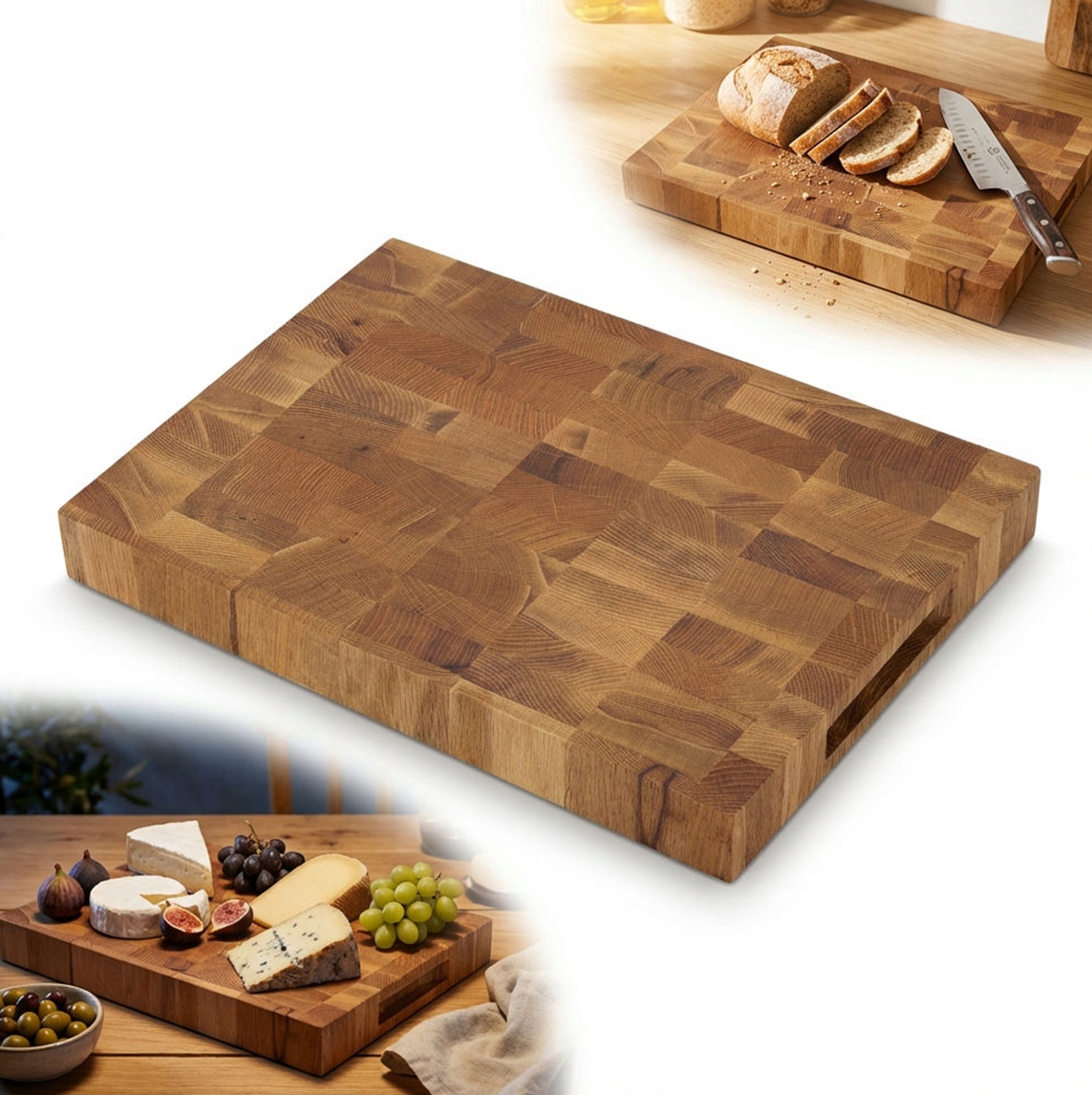 Prkénko na krájení End Grain Špalkové Dubové olejované 40x30x4 masivní Blok