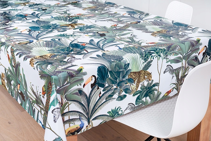 КЛЕЕНКУ СКАТЕРТЬ ЛИСТЬЯ ГЕПАРД ЗЕБРА ПТИЦЫ современная