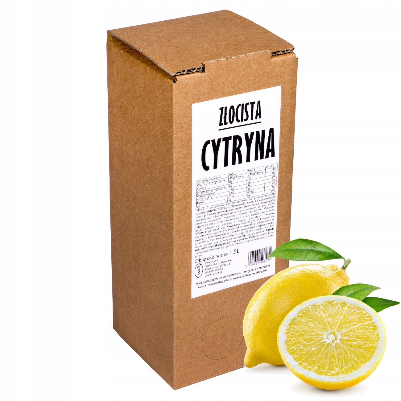 sok cytryna 100% sok z cytryny cytrynowy 1,5L z cytryn do lemoniady Nfc