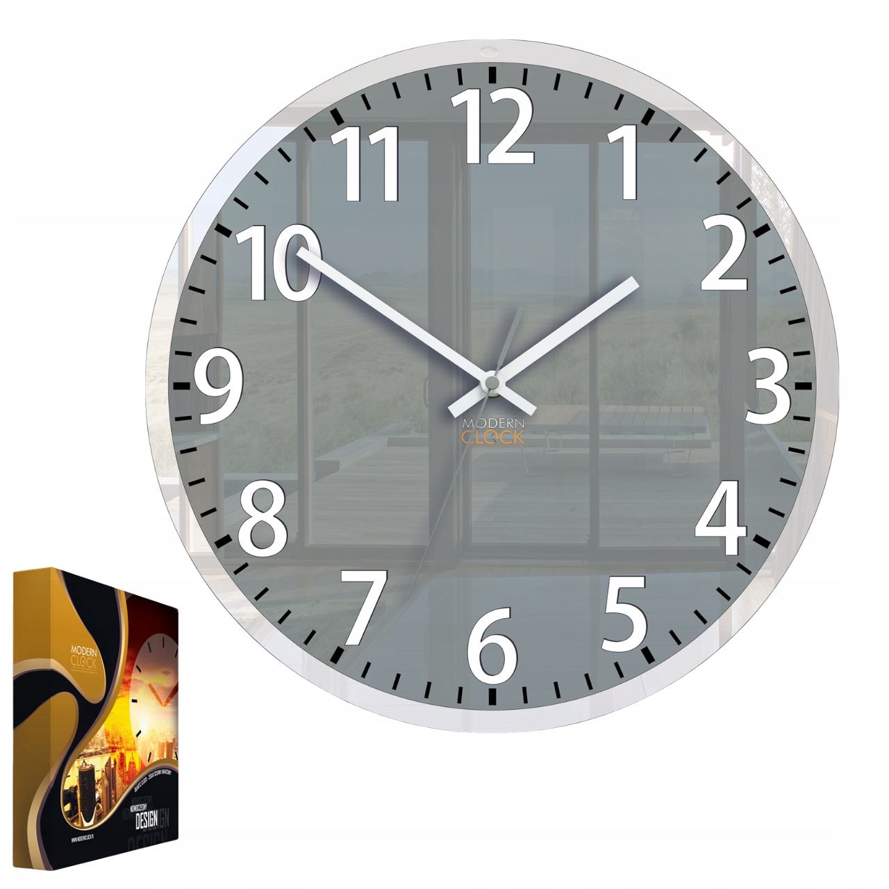 Nástěnné hodiny v moderním akrylovém stylu Louis Šedý Kulatý Křemenný