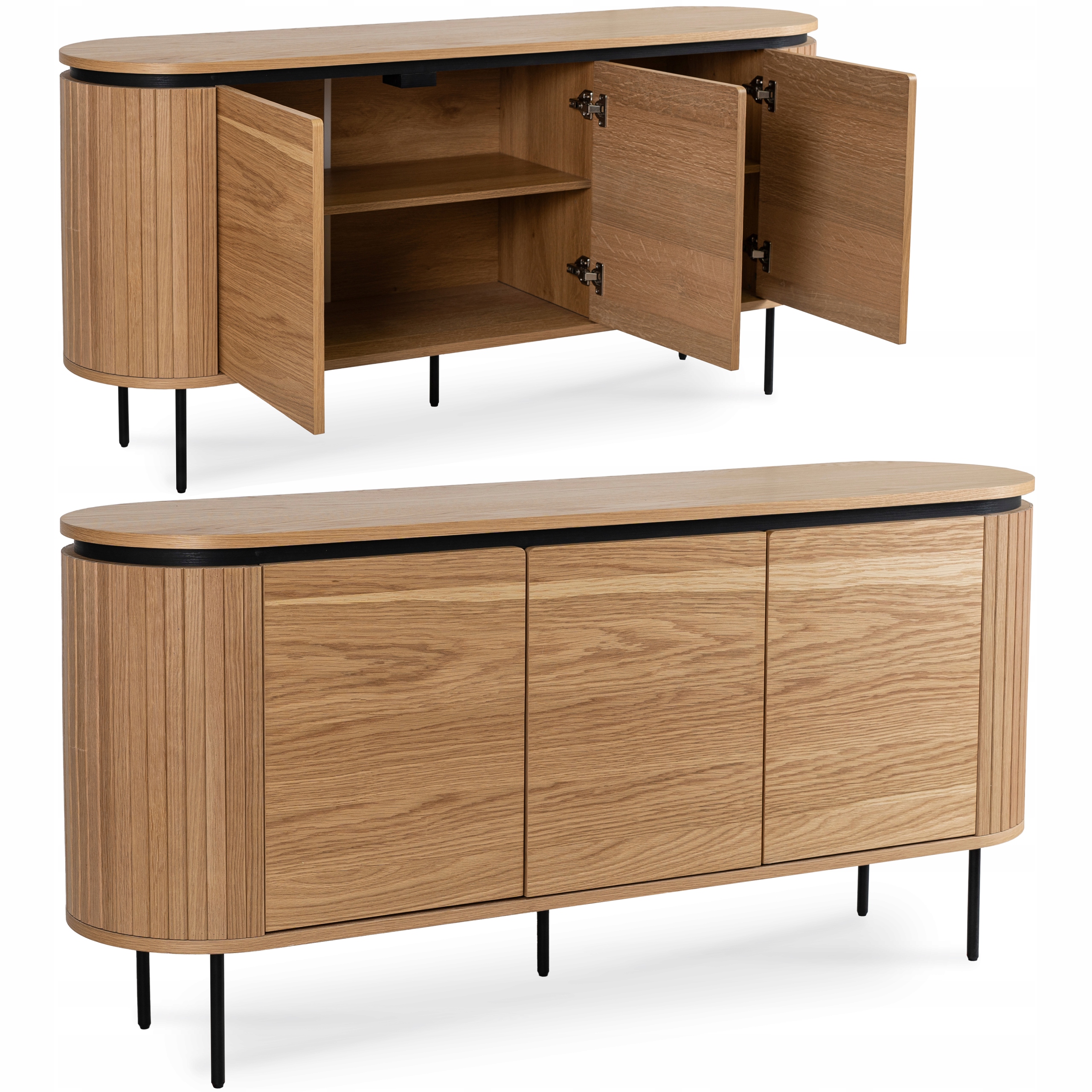 Komoda s lamelami Dubová velká dřevěná Loft do ložnice obývacího pokoje Beck 160