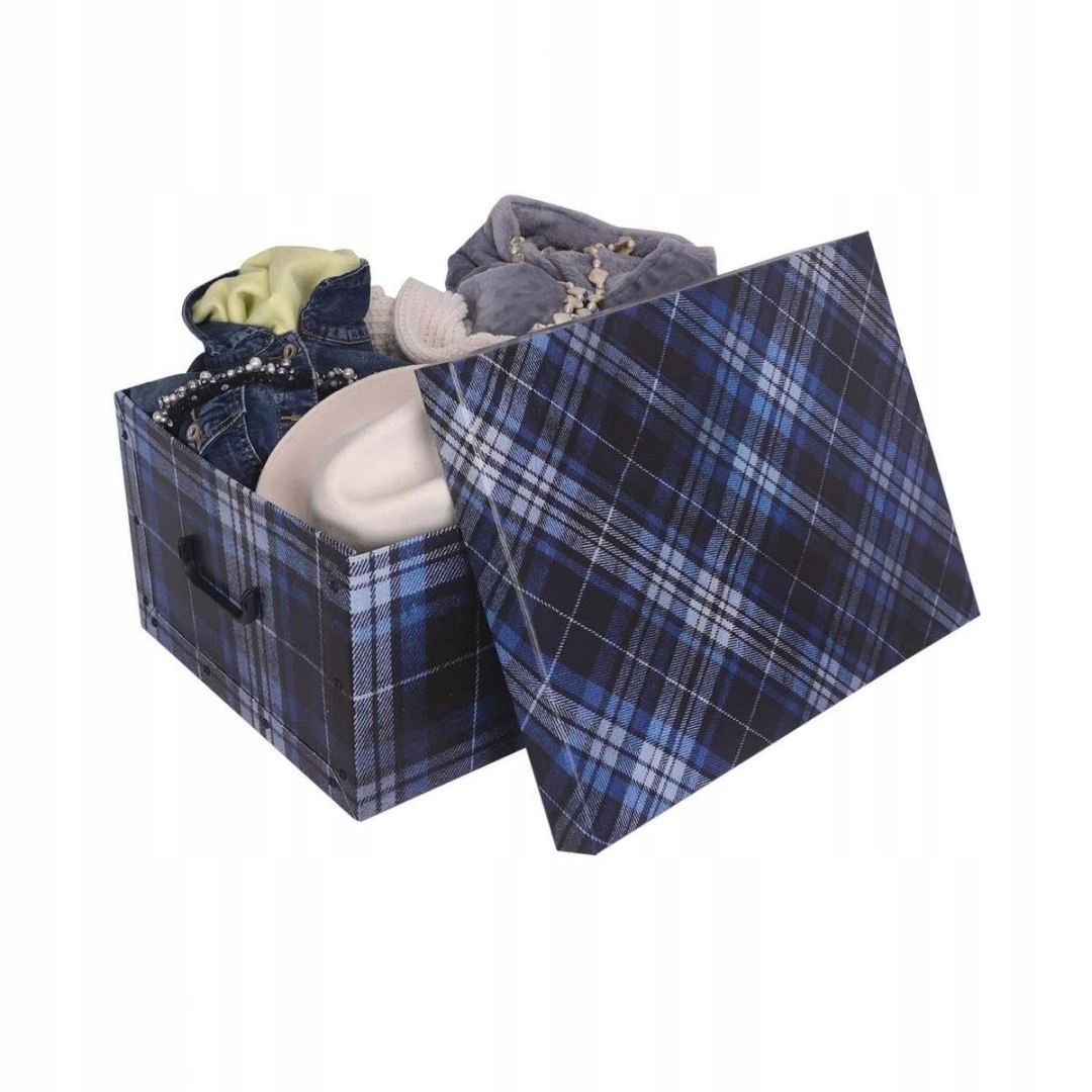 Pudełko kartonowe organizer pojemnik MAXI KRATA NIEBIESKA Kolor czarny odcienie niebieskiego