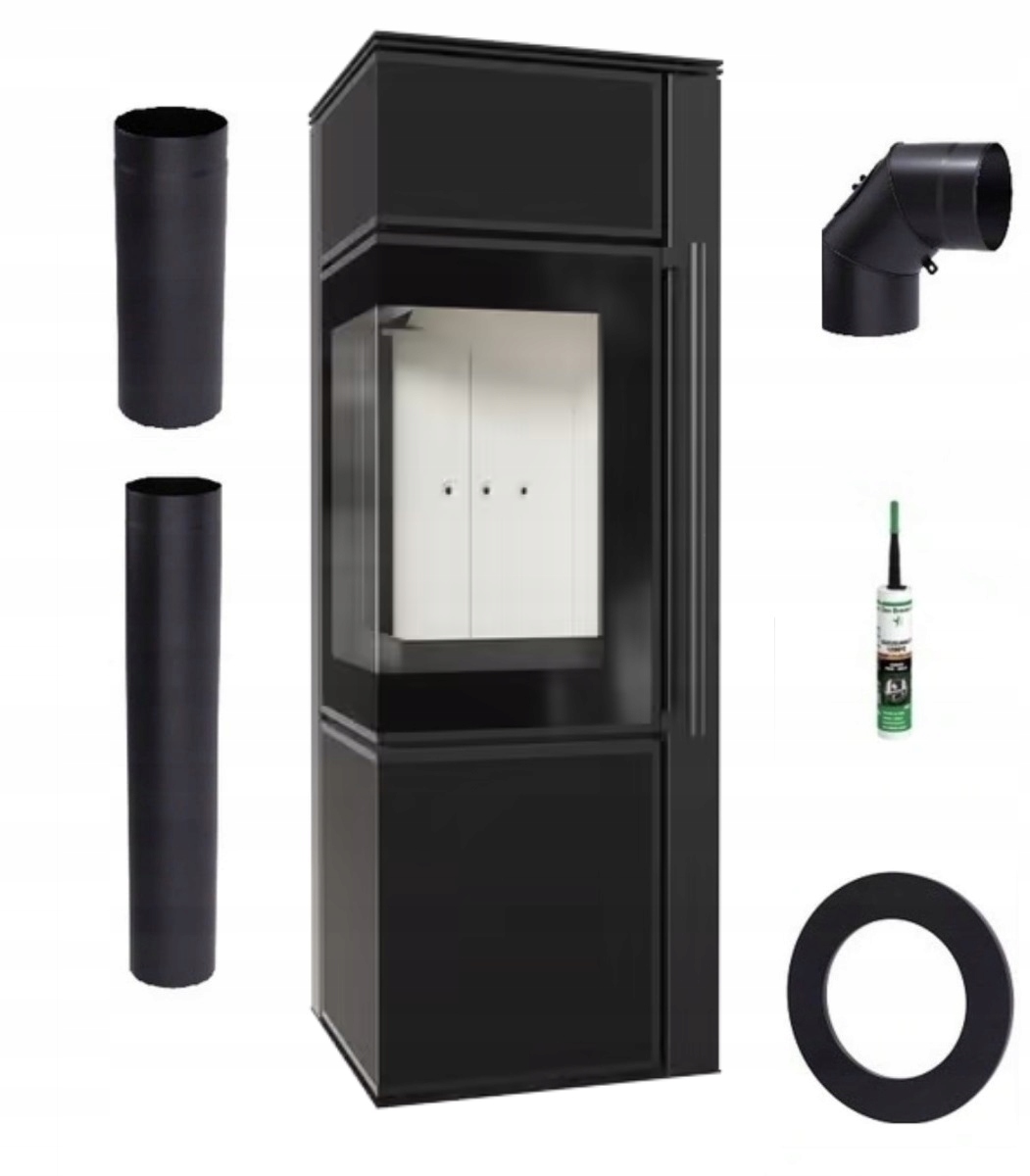 Kamna stojící ocelová kamna Koza Tora S 8 Collection Nero Assoluto Set