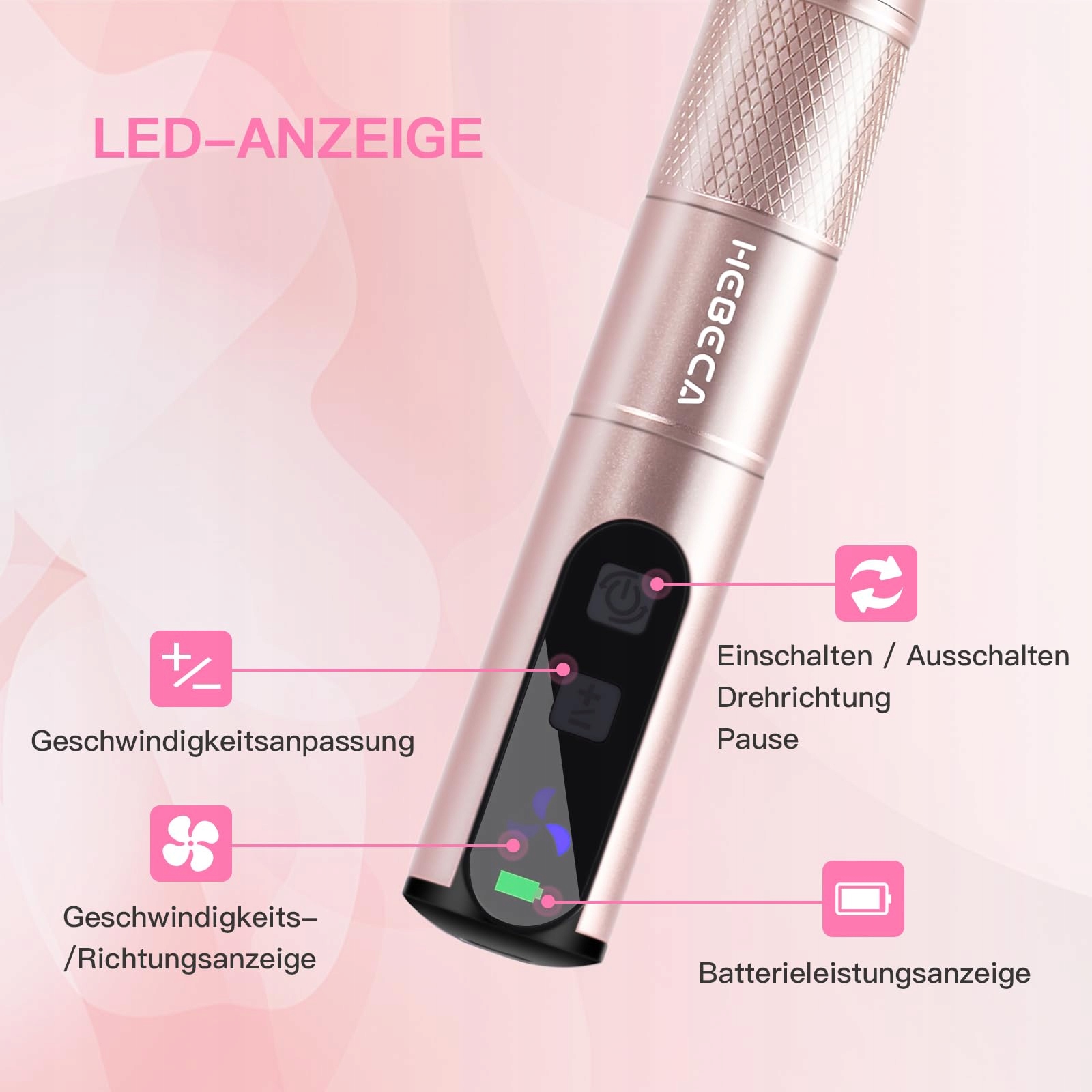 HEBECA Zestaw Manicure Pedicure Bezprzewodowy 12w1 Złoty — miniatura 4