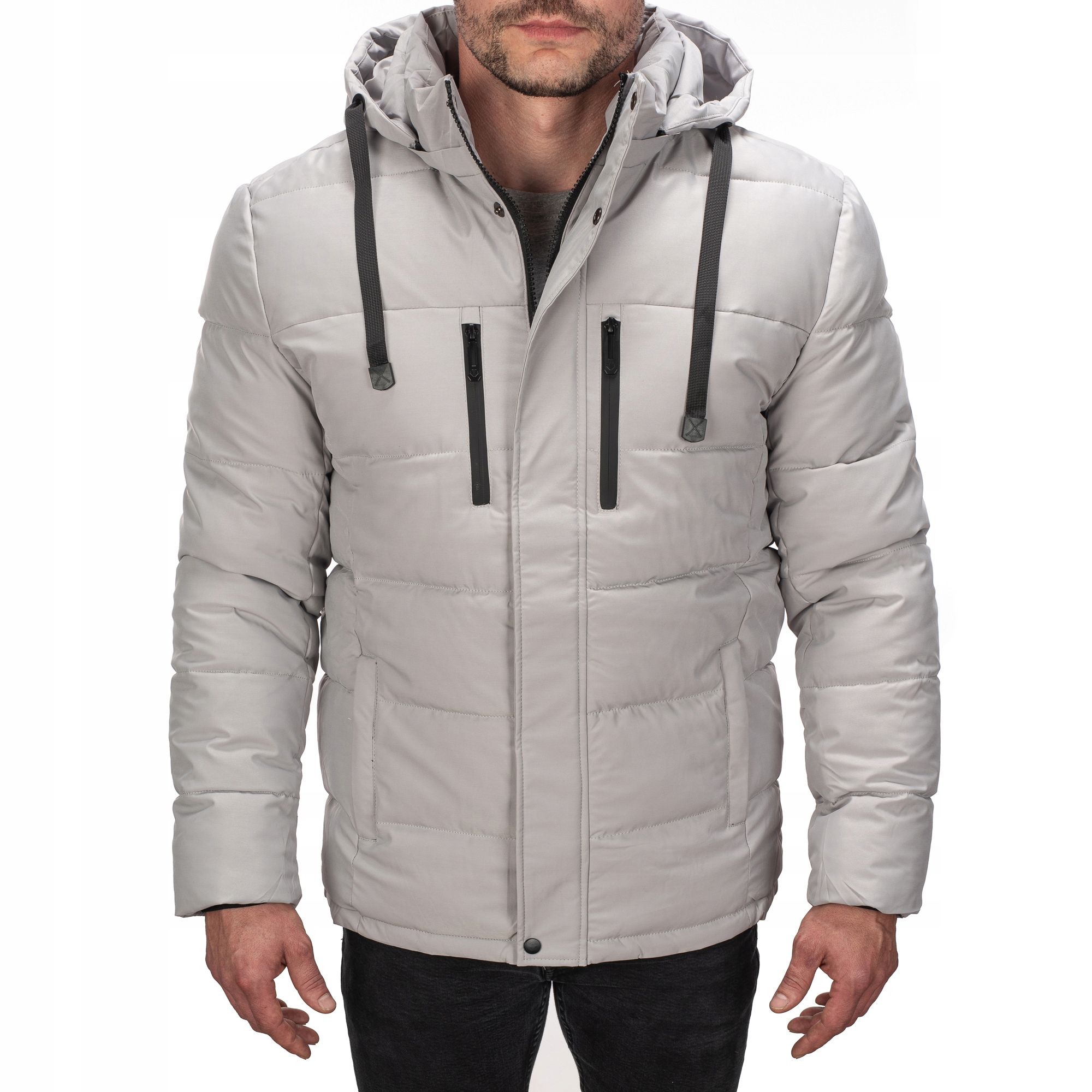 M5052-297 vel. XXL/60 Pánská Zimní Zateplená Prošívaná Bunda S Módní Značkou