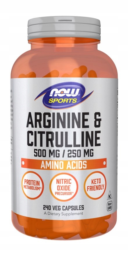 Now Foods L-Arginin 500 mg L-Citrulin 250 mg (240 kapslí)