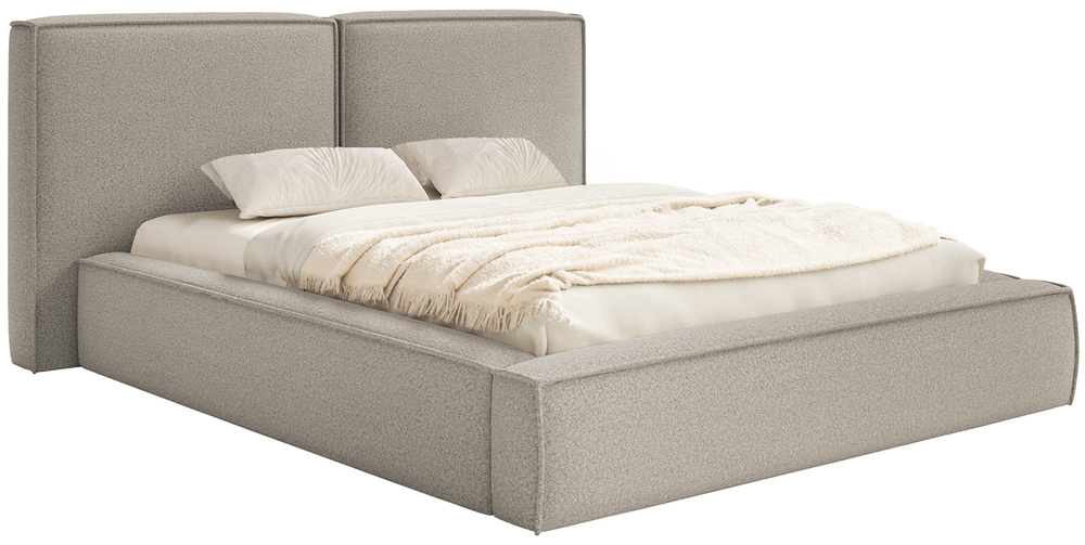 Čalouněná postel 200 x 200 cm Tilves s úložným prostorem šedohnědá boucle