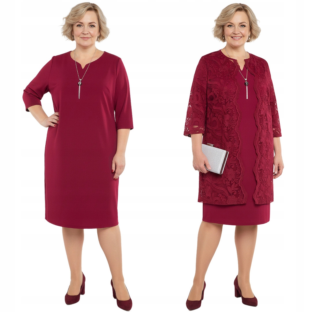 Bordó šaty s krajkovým lemem 62