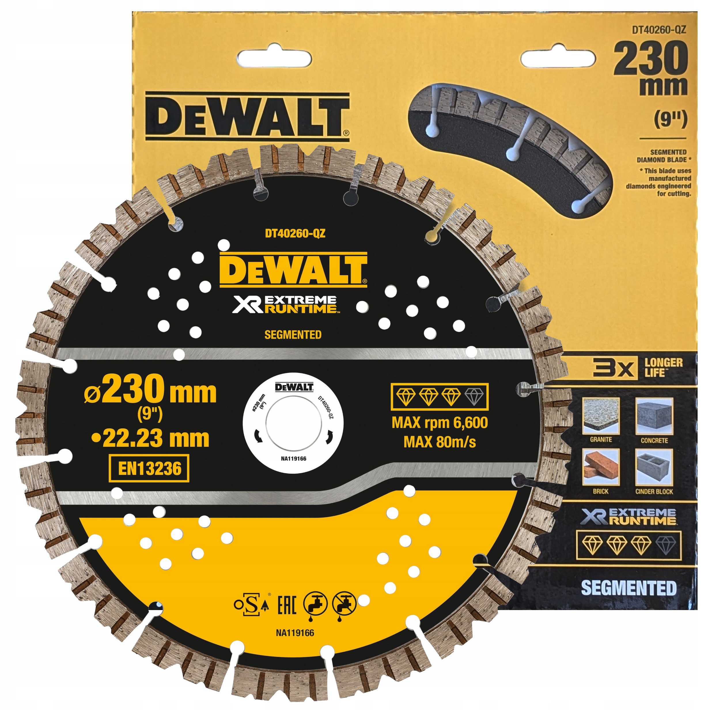 Tarcza diamentowa segmentowa do ciecia betonu do szlifierki 230mm DeWalt