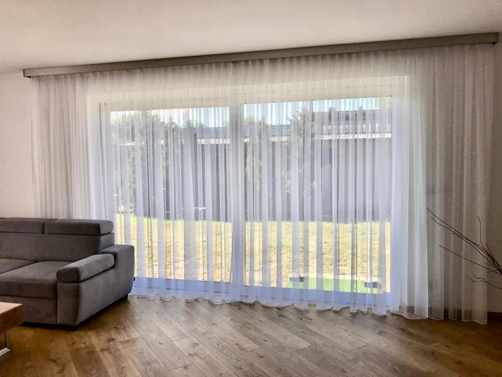 Hotová Záclona Bambus Markýza Bílá Páska Oka šířka 500 cm