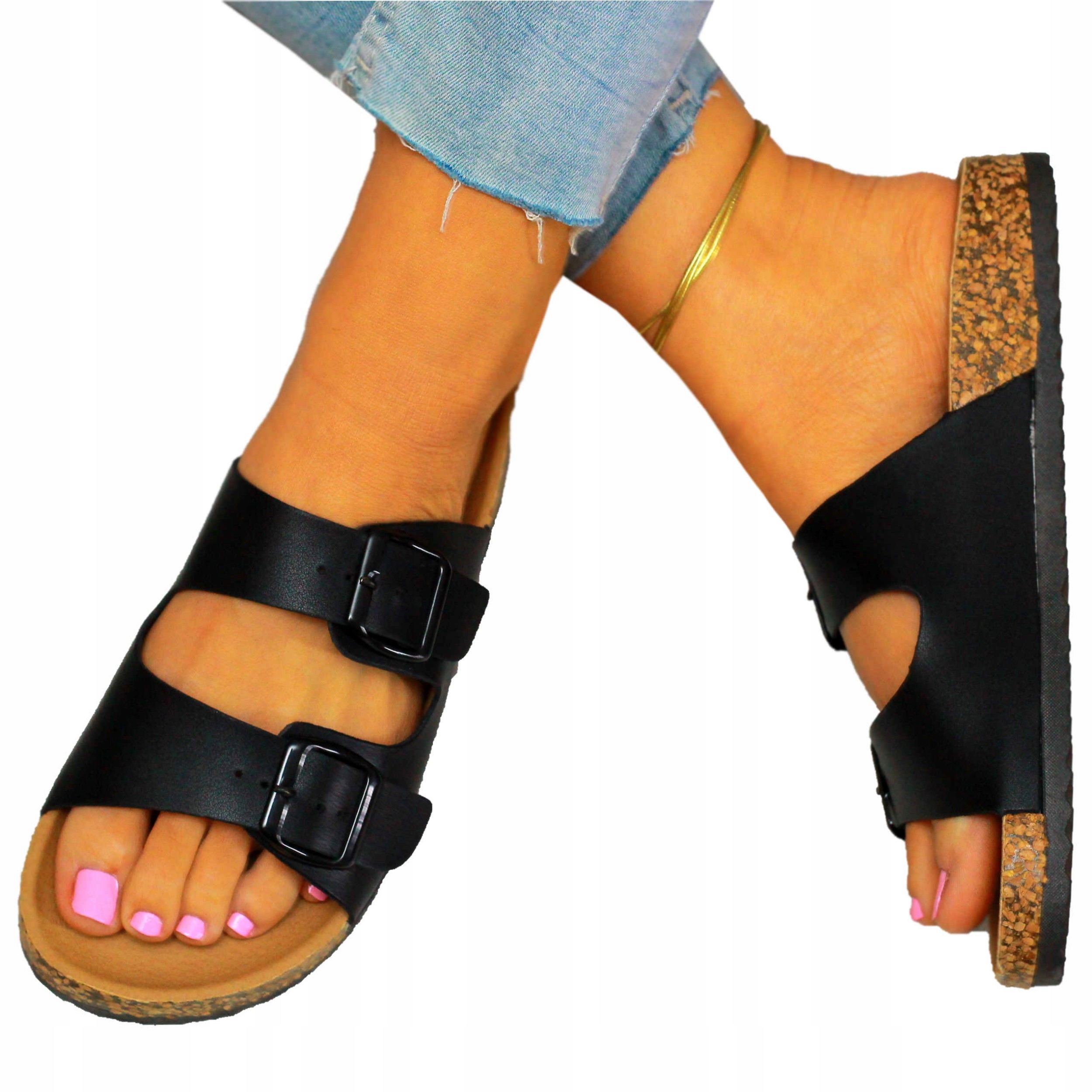 Nazouváky Dámské nazouvací nazouváky z eko korkové kůže elegantní pohodlí měkké 43