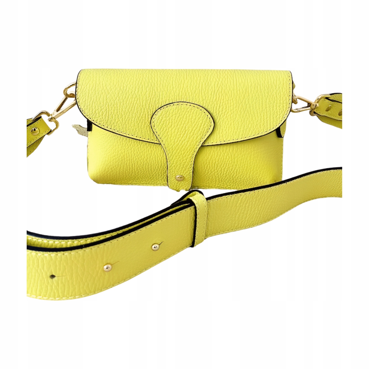 Laura Biaggi kabelka přes rameno S kožená žlutá s klopou