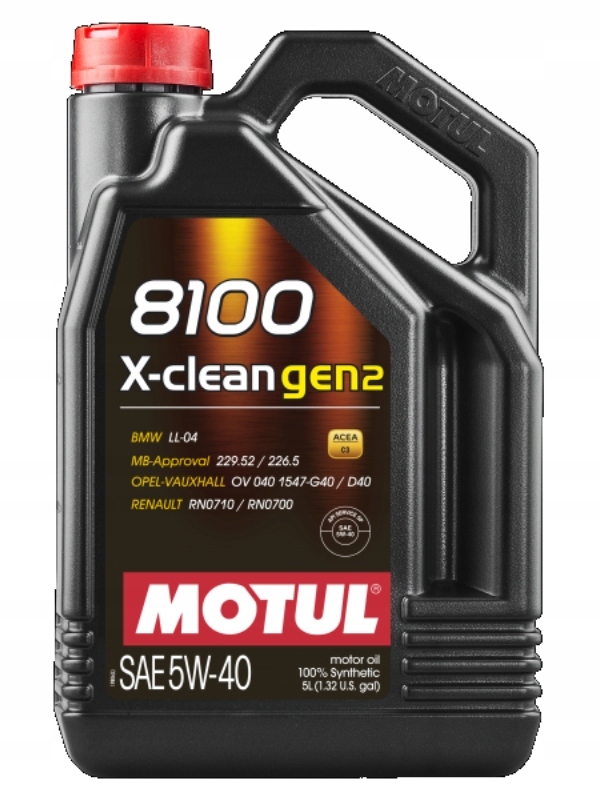 Olej Motul 5W40 5 L 8100 X-clean GEN2 C3 511.00 229.52 226.5 LL04 DEX2 C40