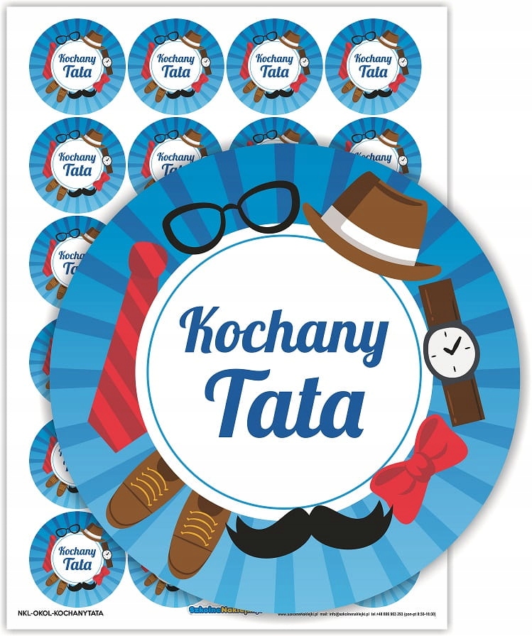 

Naklejki okrągłe na Dzień Taty Kochany Tata 24szt.