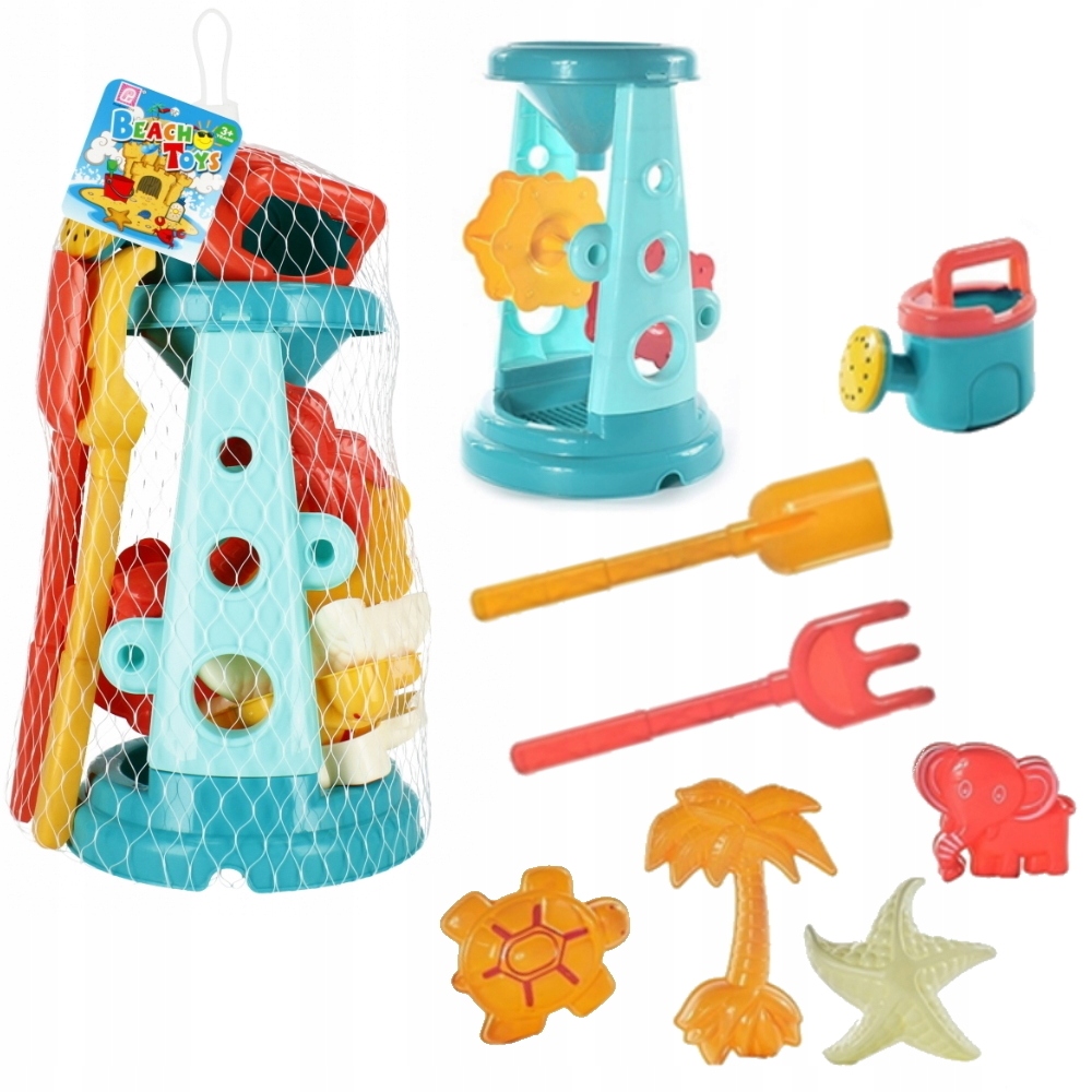 ZESTAW DO PIASKU MŁYNEK FOREMKI KONEWKA SZPADEL GRABKI 8 EL