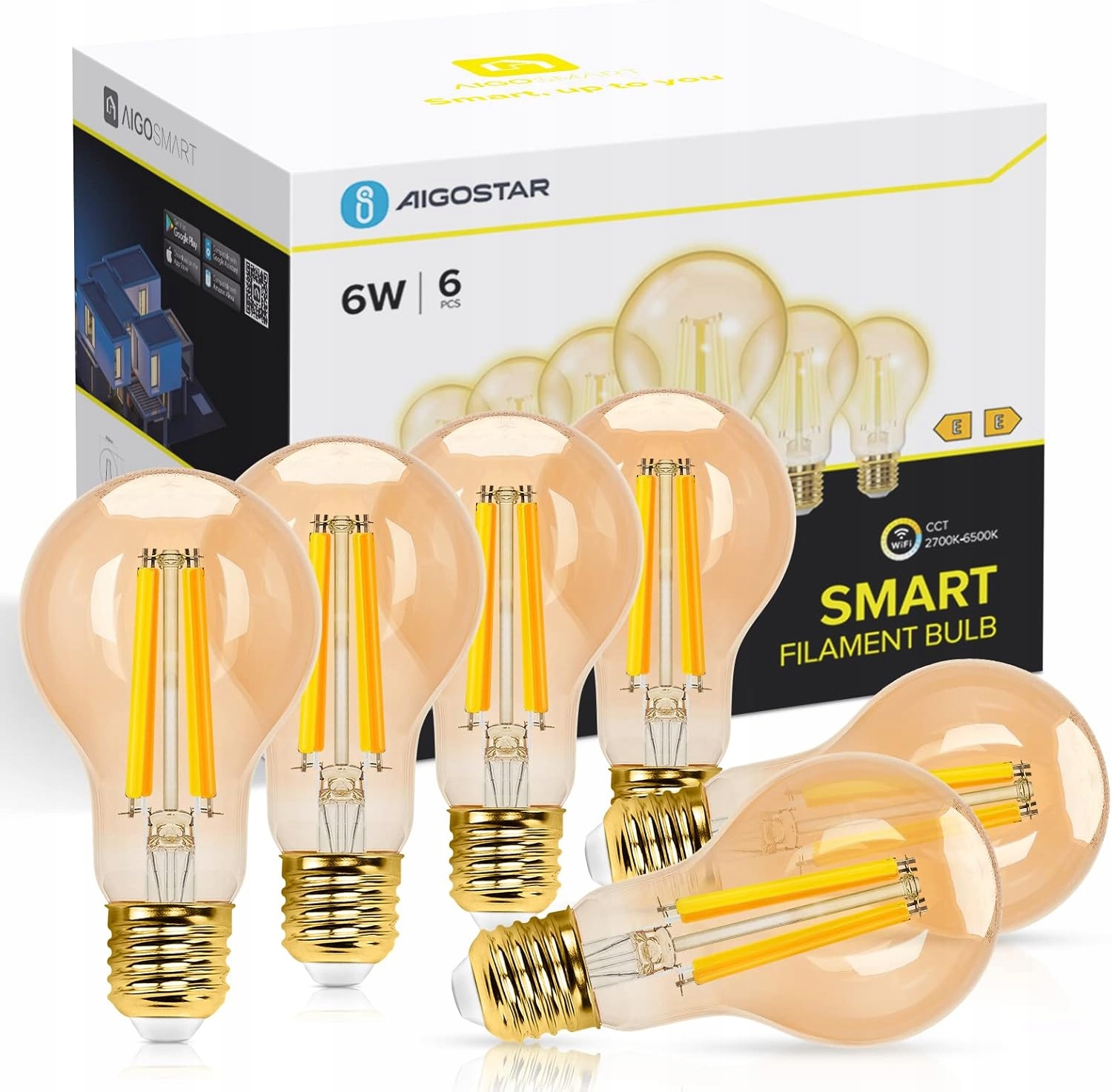 Žárovka Aigostar Alexa E27 6W ovládání aplikace Alexa Google Assistant