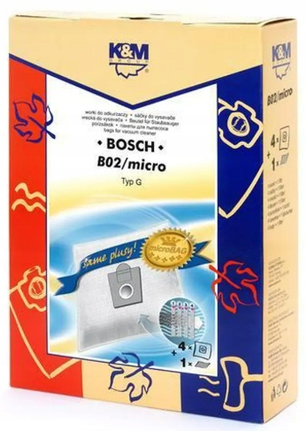 Worki do odkurzacza K&M FB02 BOSCH MICRO 4szt + filtr Typ G syntetyczny