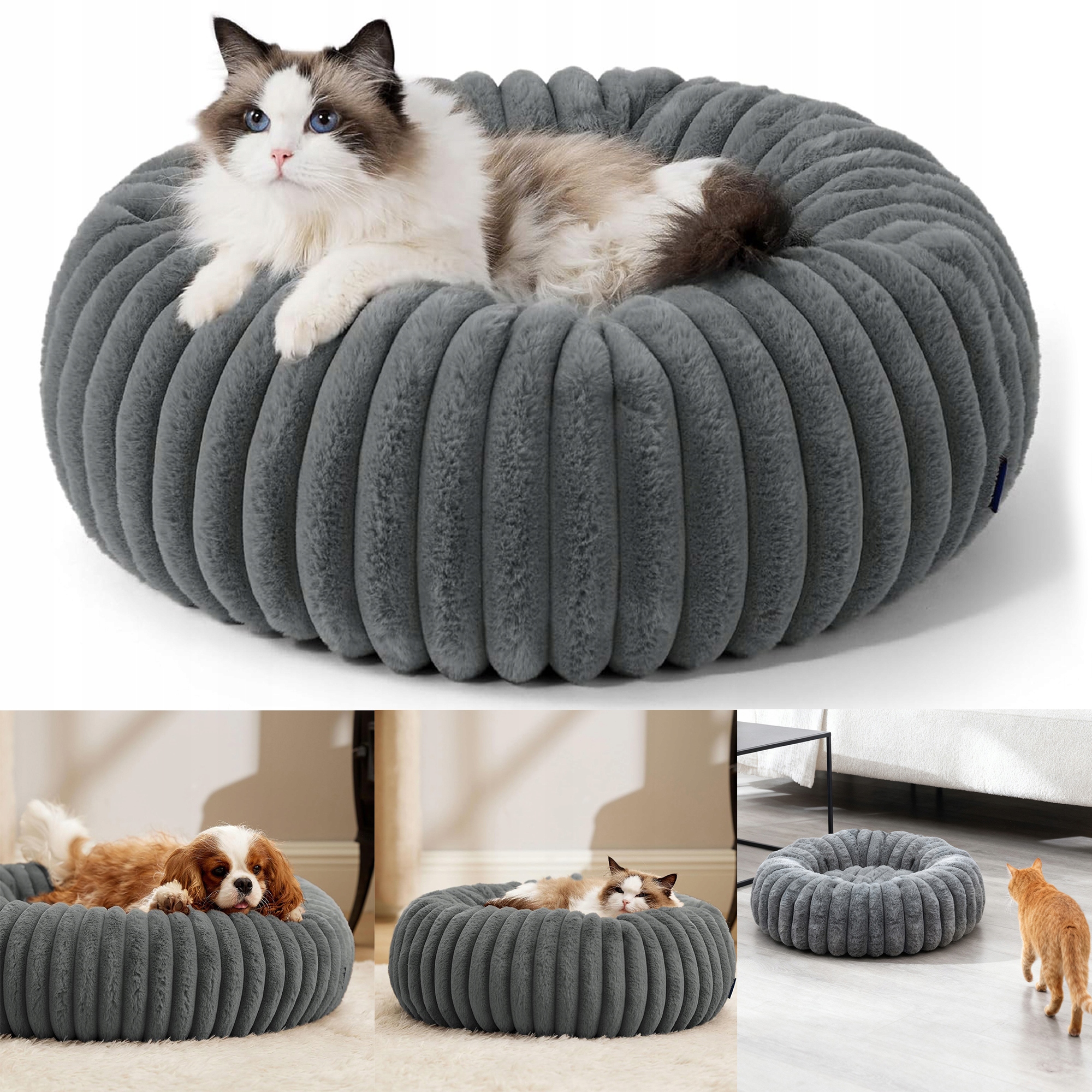 Levně Měkké Kulaté Pelíšek Pro Kočky Psa 50 CM, protiskluzové