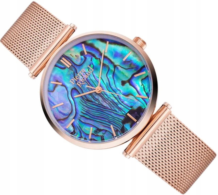 Módní Dámské Hodinky Pierre Ricaud Classic Abalone Růžovo-zlatý Mesh 36 mm
