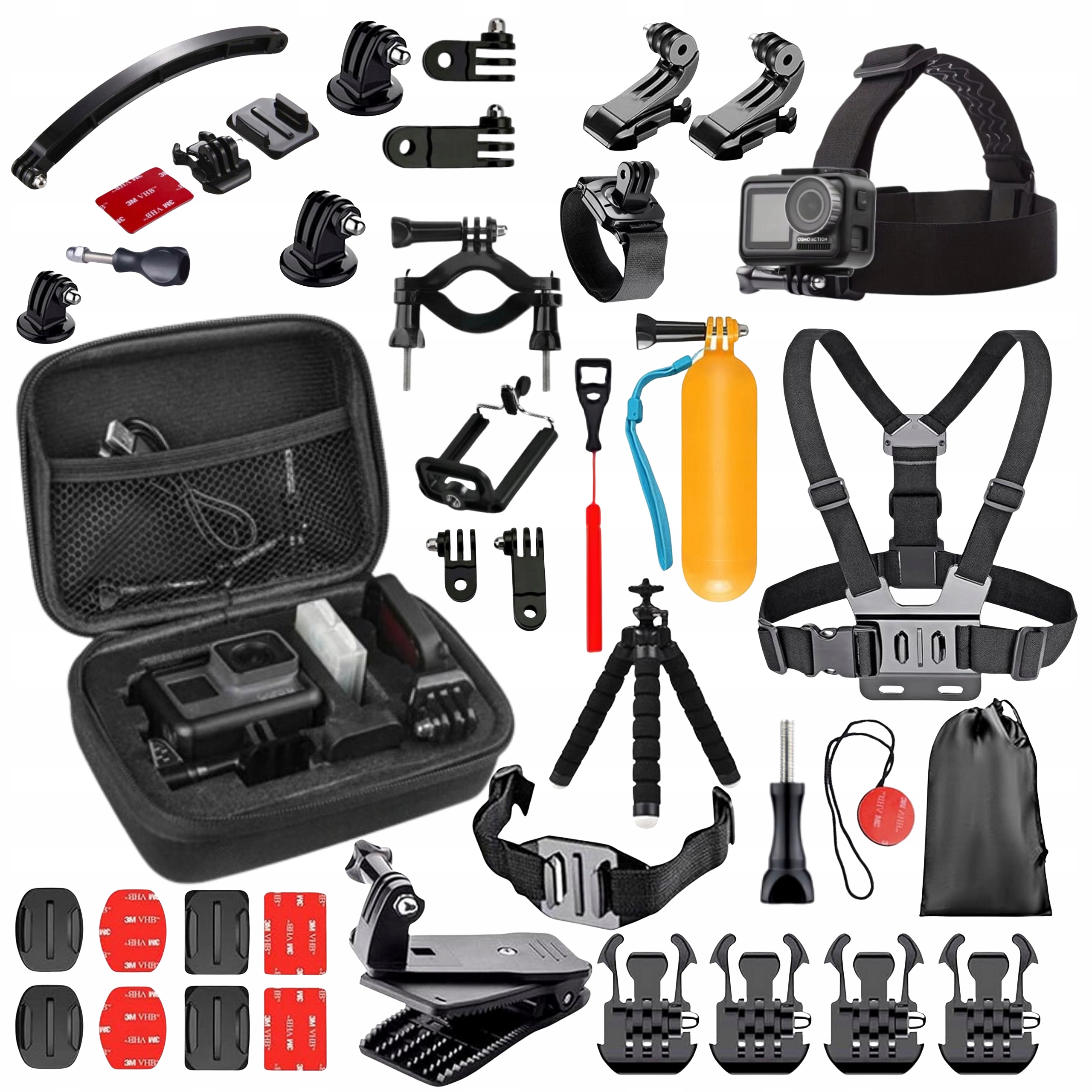 ZESTAW XXL AKCESORIA GOPRO HERO 13 12 11 10 9 8 7 GoPro 45w1 SZELKI WALIZKA