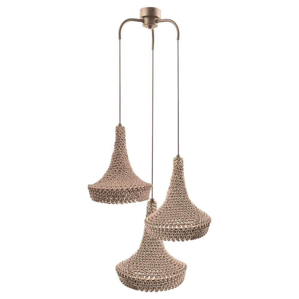 Trojitá bavlněná závěsná lampa béžová ručně vyrobená boho Mahaka 5180 Antigo