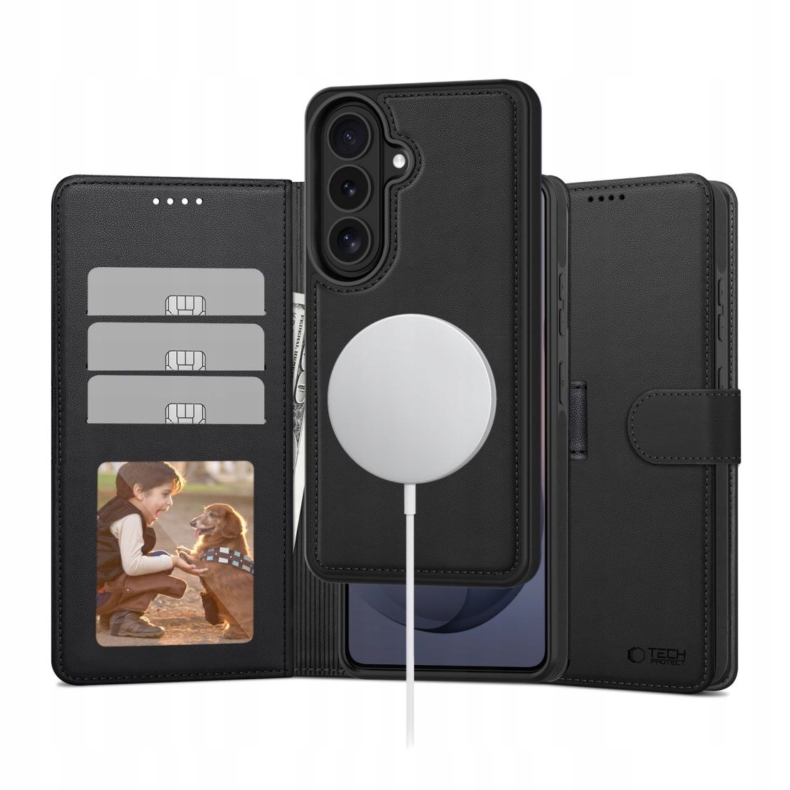 Etui do Samsung S26 Tech-Protect Wallet MagSafe Matte Black