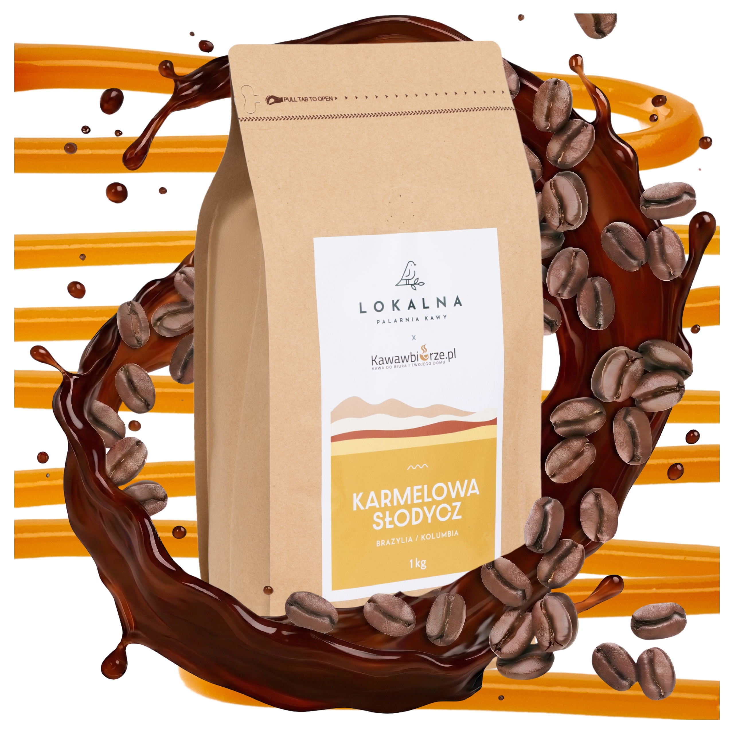 Kawa Ziarnista 1kg Arabica 100% Smakowa Karmelowa Brazylia Kolumbia 1 kg