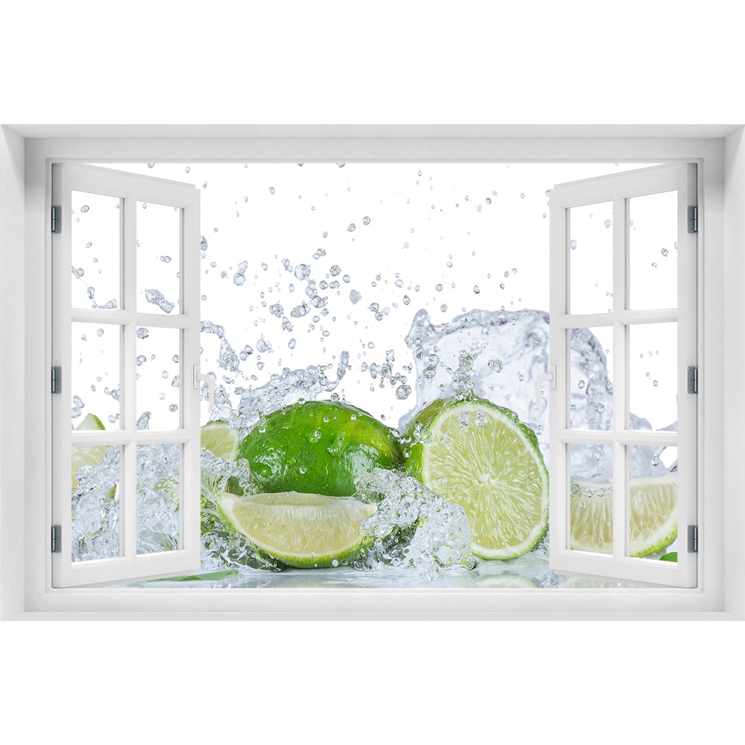 

3D Okno Naklejka na ścianę Limonki i woda 150x100