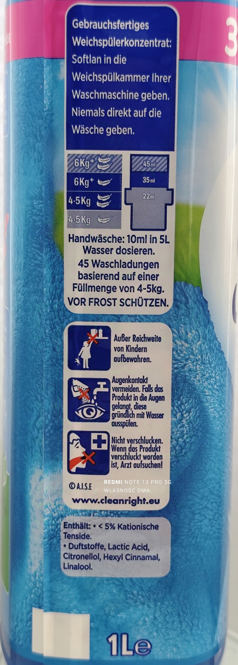 Softlan Ultra Płyn do Płukania Ubrań 1L Niebieski Windfrisch - Letni Wiatr Marka Softlan