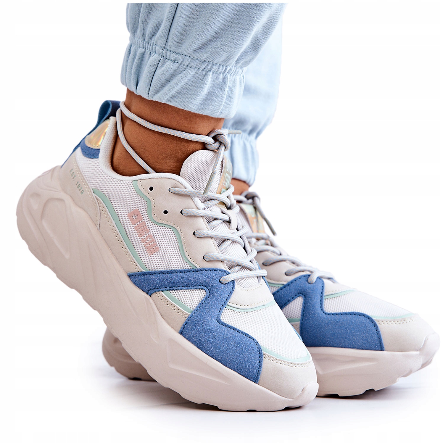 

Sneakersy Big Star JJ274600 Beżowo-niebieskie 37