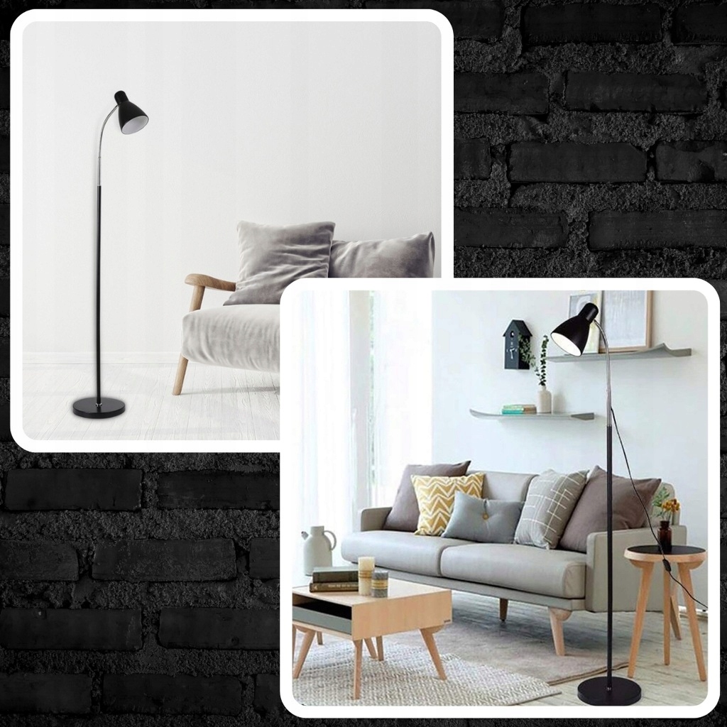 LAMPA STOJĄCA PODŁOGOWA LED 40W DO SALONU SYPIALNI POKOJU DESIGN CZARNA Rodzaj gwintu E14