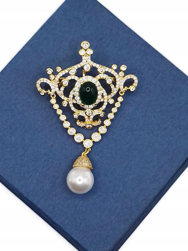 Luxusní Brož Palace 14K Zlato Dárek Krabička