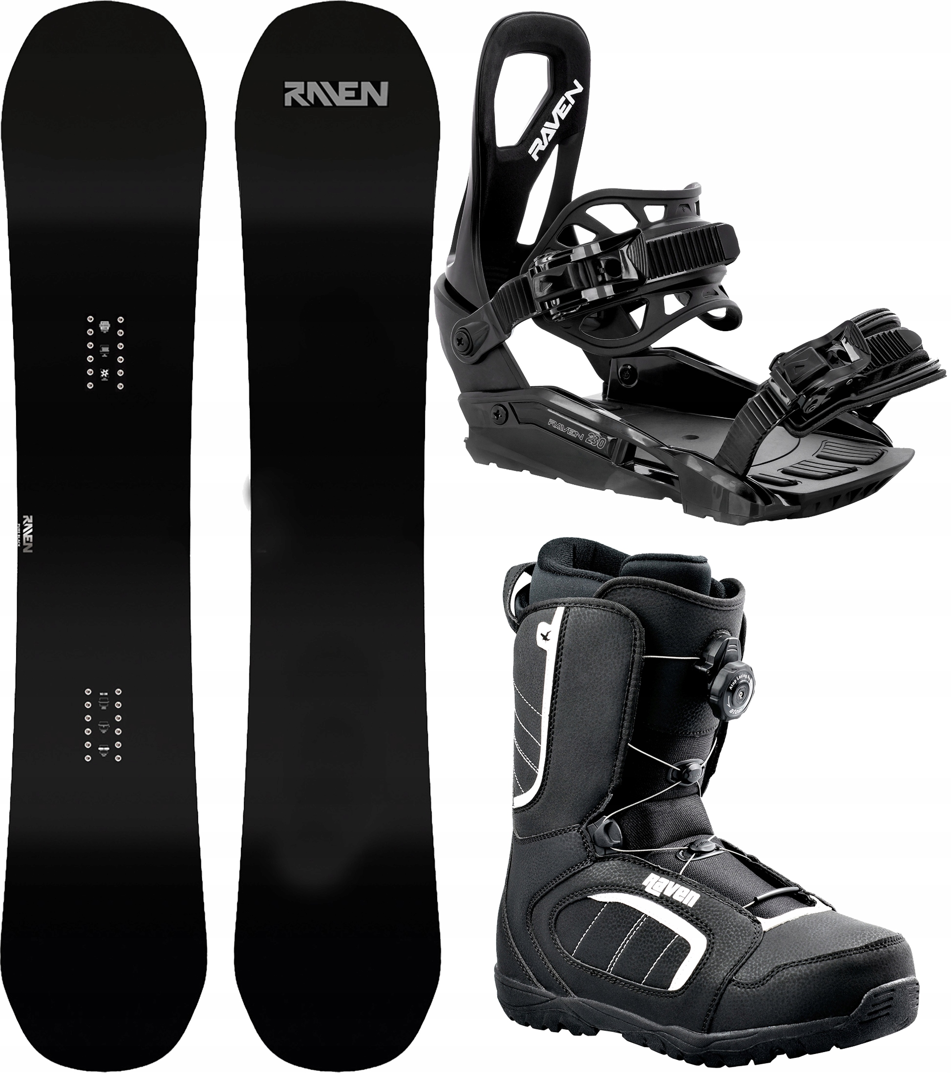 Zestaw Snowboard RAVEN Pure Black 157cm + wiązania s230 + buty Target ATOP