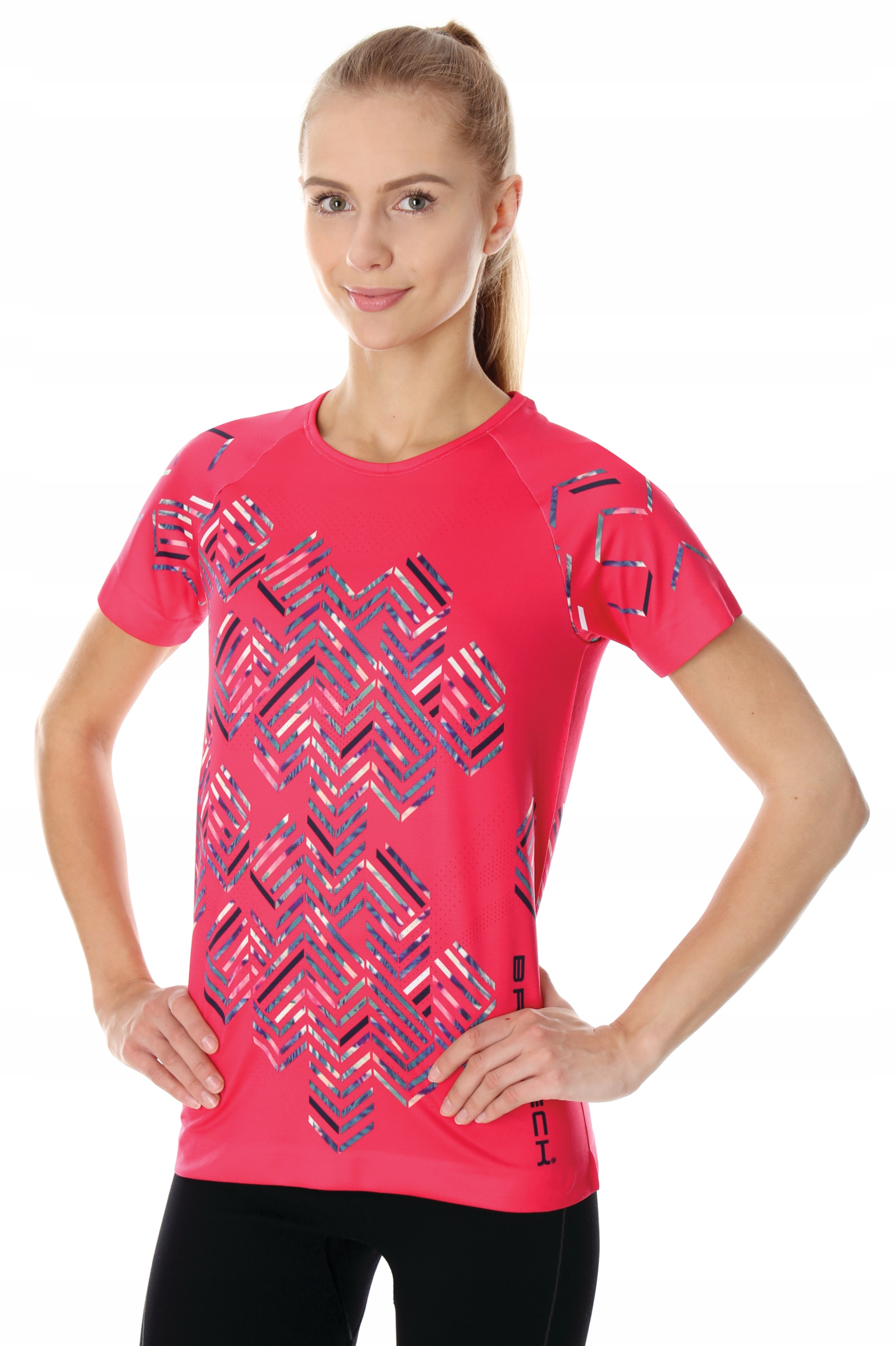 Damska oddychająca przewiewna koszulka biegowa - L Rękaw krótki rękaw