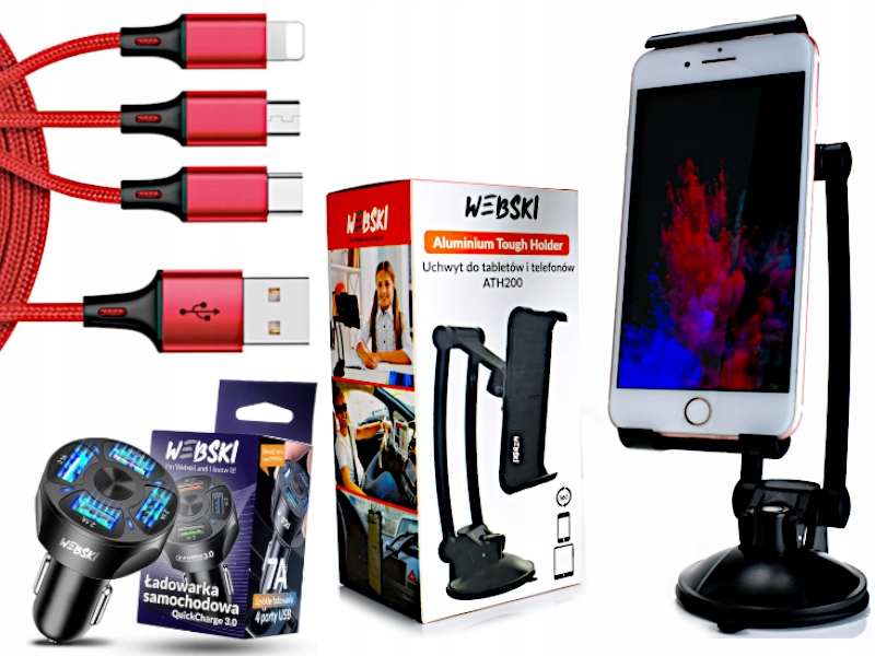 Držák do auta na chytrý Tablet Kabel Nabíječka
