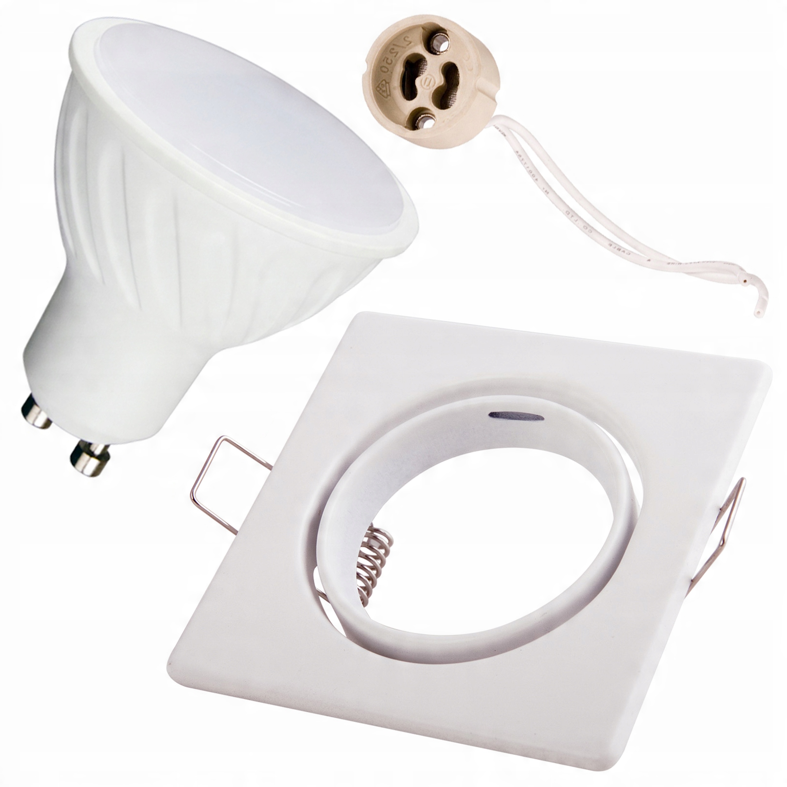 

Zestaw Led GU10 5W Oprawa halogen Biała Kwadrat