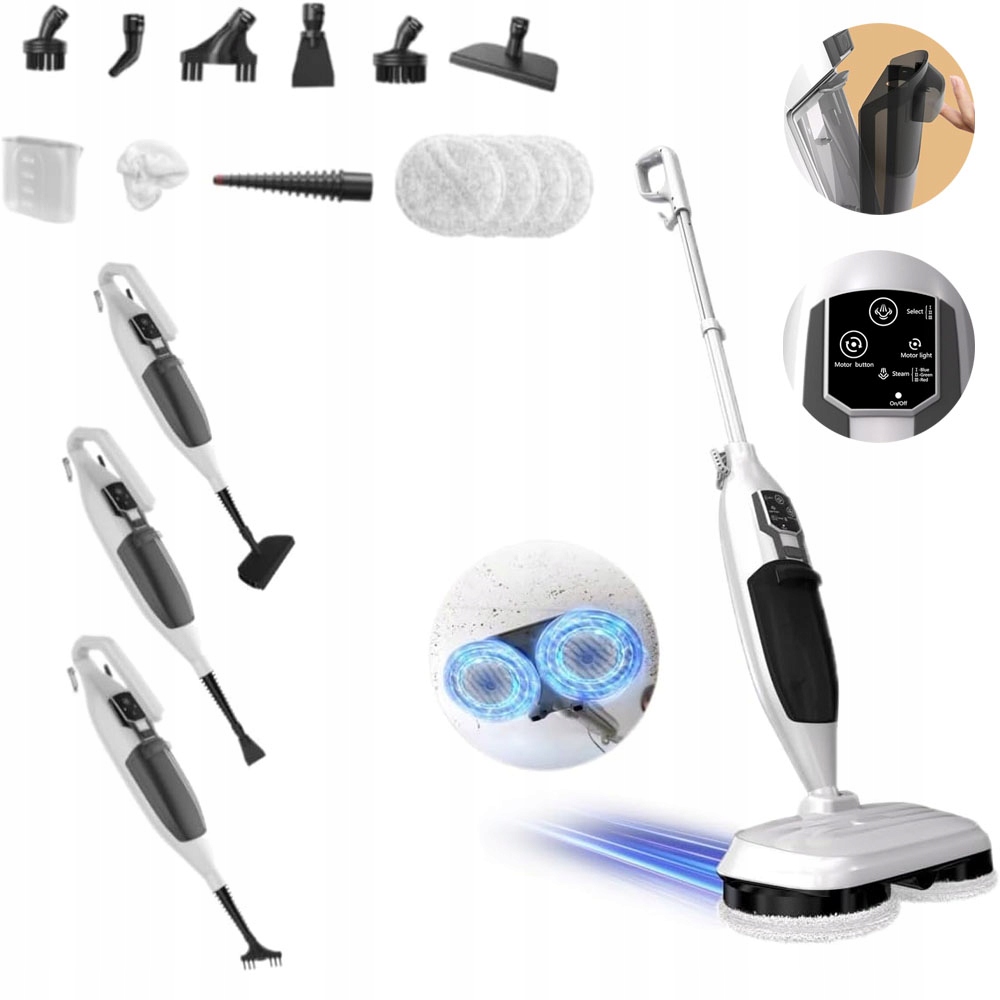 Parní mop 1300 W s regulací výšky a 5metrovým napájecím kabelem