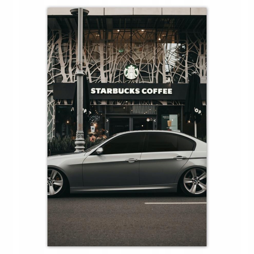 

Plakat 62x93 Beemką do Starbucksa Bmw