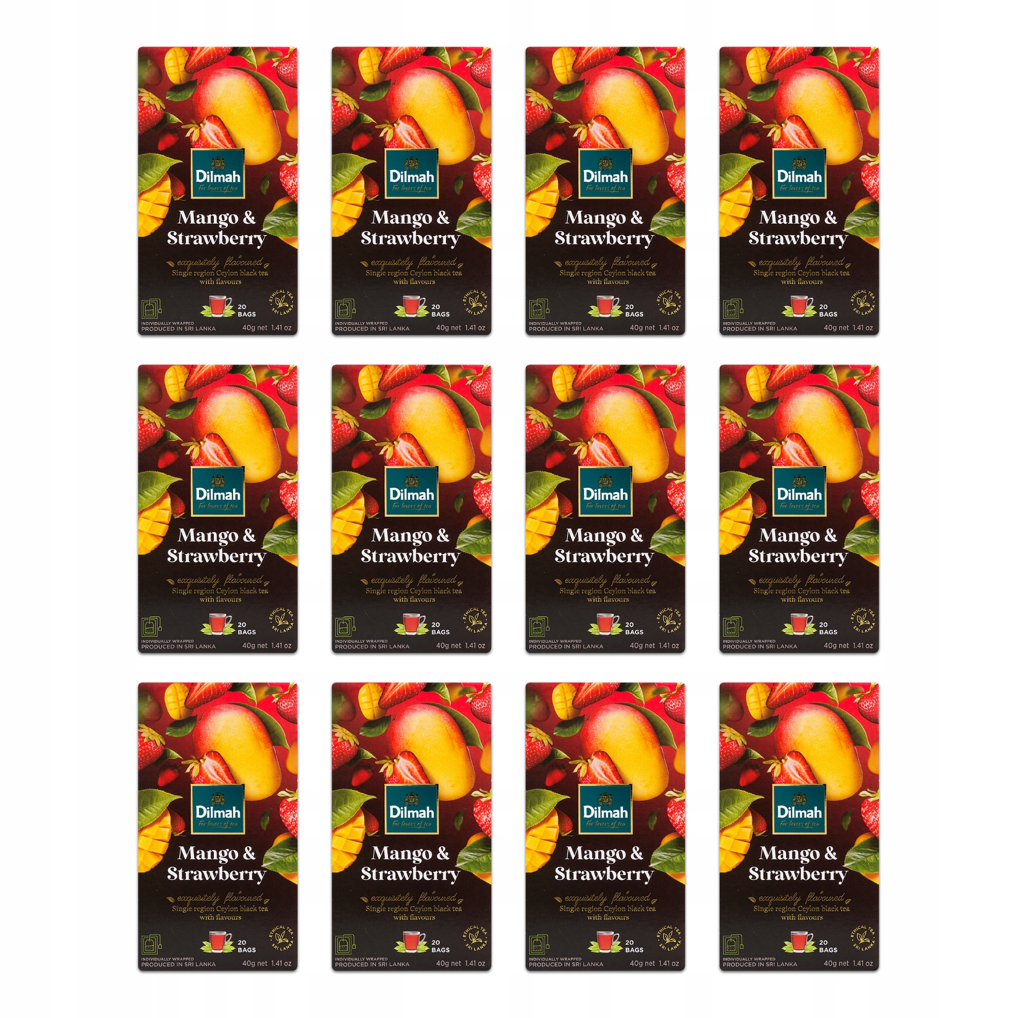 12x Herbata czarna Dilmah Mango & Strawberry