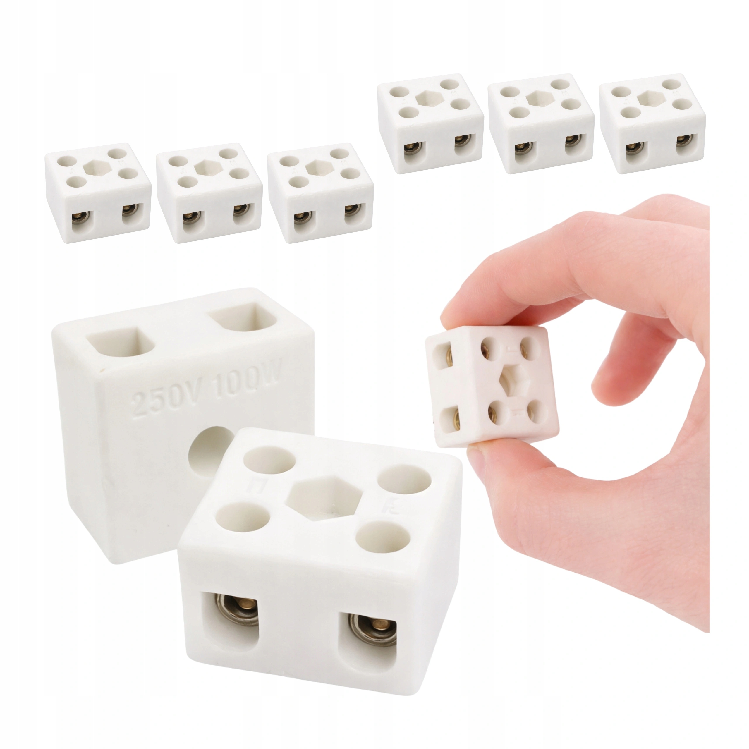 10x Kostka Elektryczna Ceramiczna Zaciskowa 2pin 230V 15A Złącze Instalacji