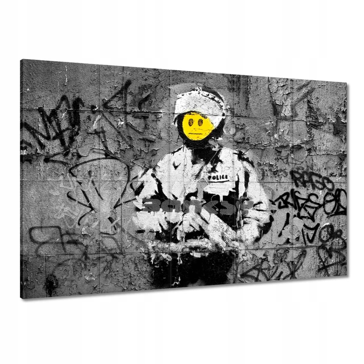 Obrazy 100x70 Banksy Smajlík Emotka