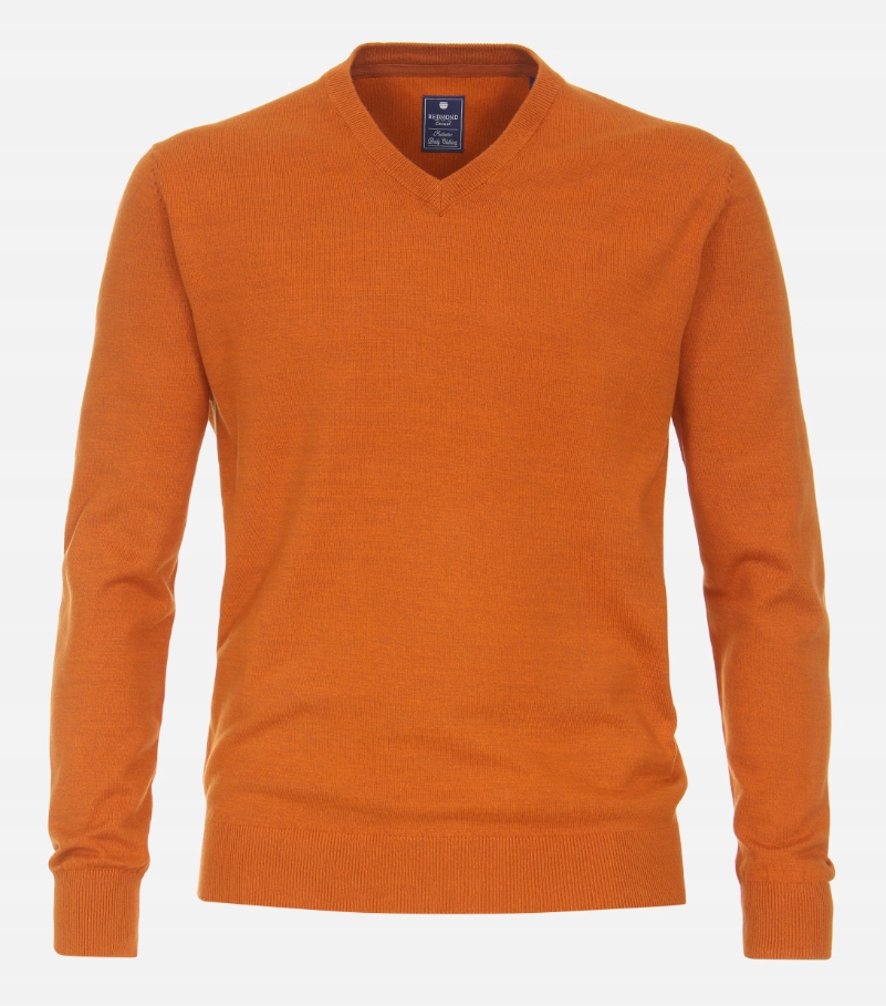 Sweter Męski Bawełniany Pomarańcz Redmond Dekolt V-neck Serek M
