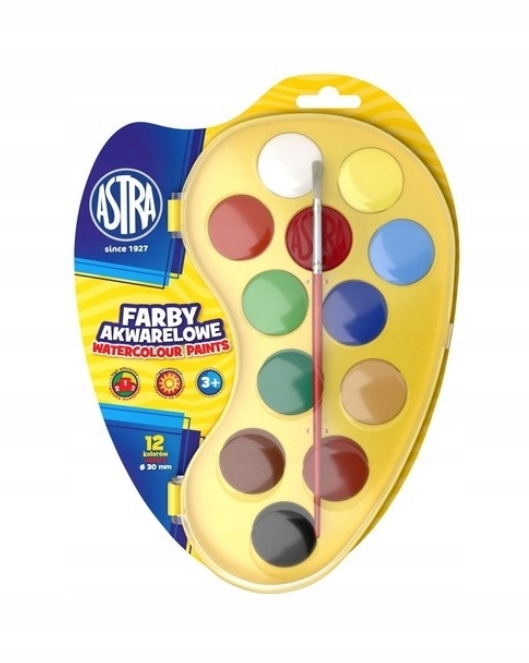 

Farby Akwarelowe Paletka Astra FI30 Pędzel 12 Kol