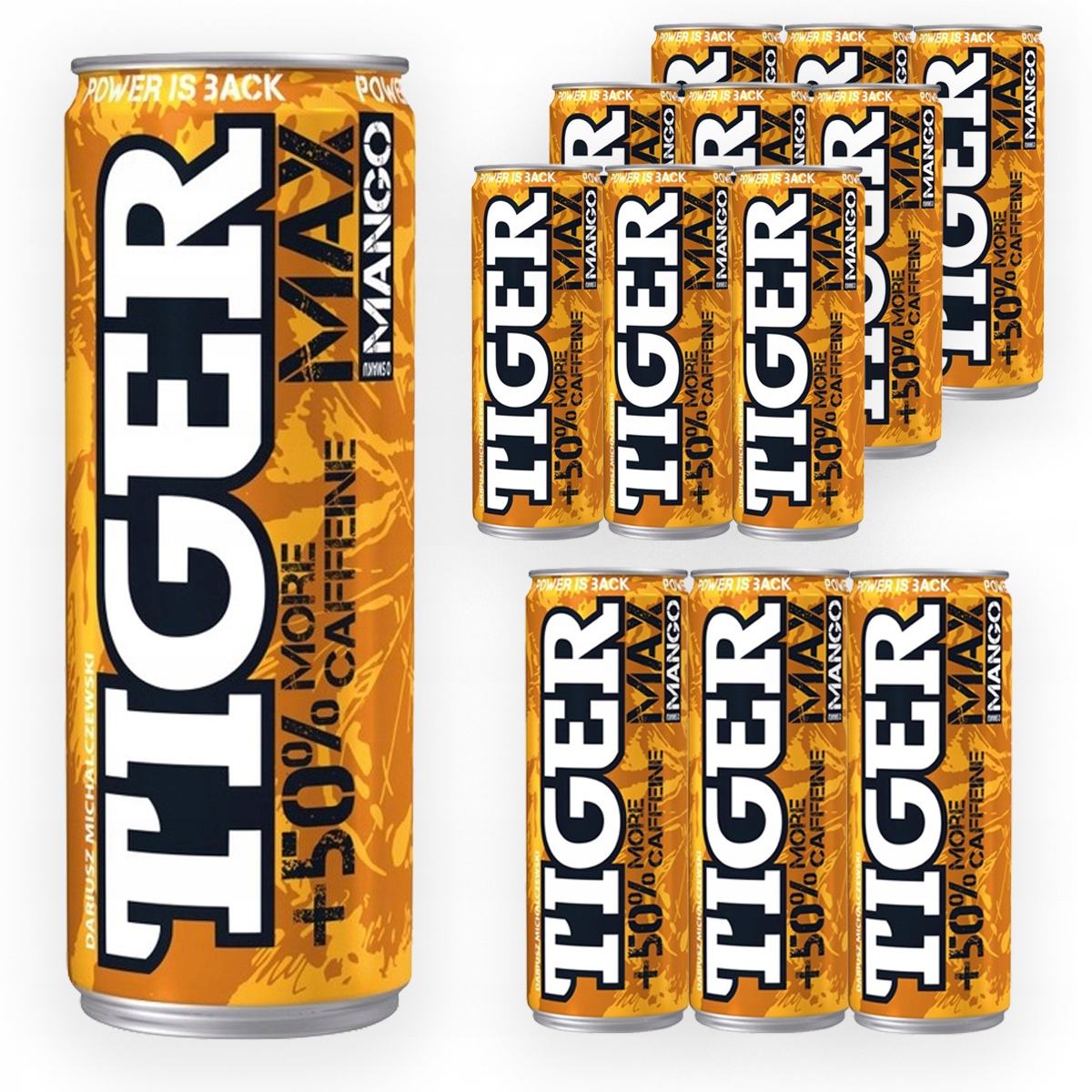 Levně Tiger Max Sycený energetický nápoj s příchutí manga 250 ml x 12 kusů