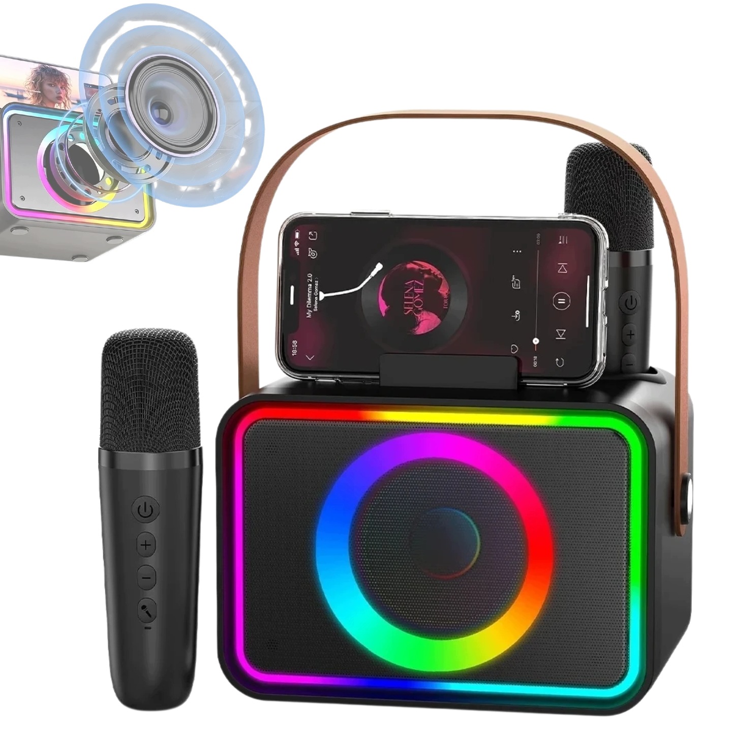 Sada Karaoke 2 Mikrofony Bezdrátový Reproduktor Bluetooth Zvuk